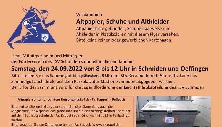 Altpapier-, Schuh- und Altkleidersammlung 