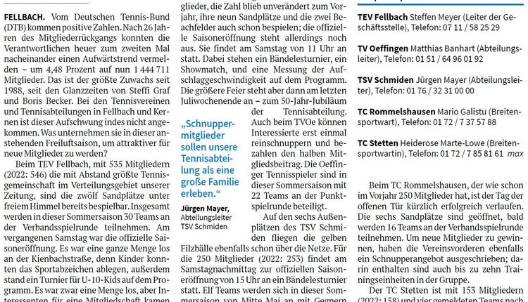 Fellbacher Zeitung: Erinnerungen an Steffi und Boris
