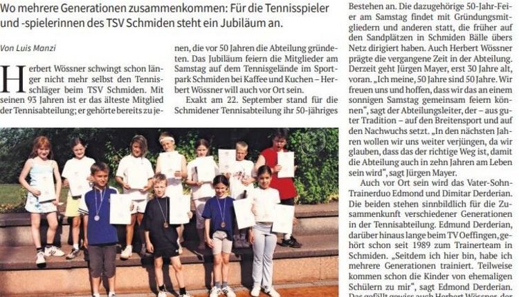 Fellbacher Zeitung: 50 Jahre Tennisabteilung 