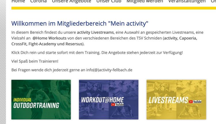 Mitgliederbereich "mein activity" überarbeitet